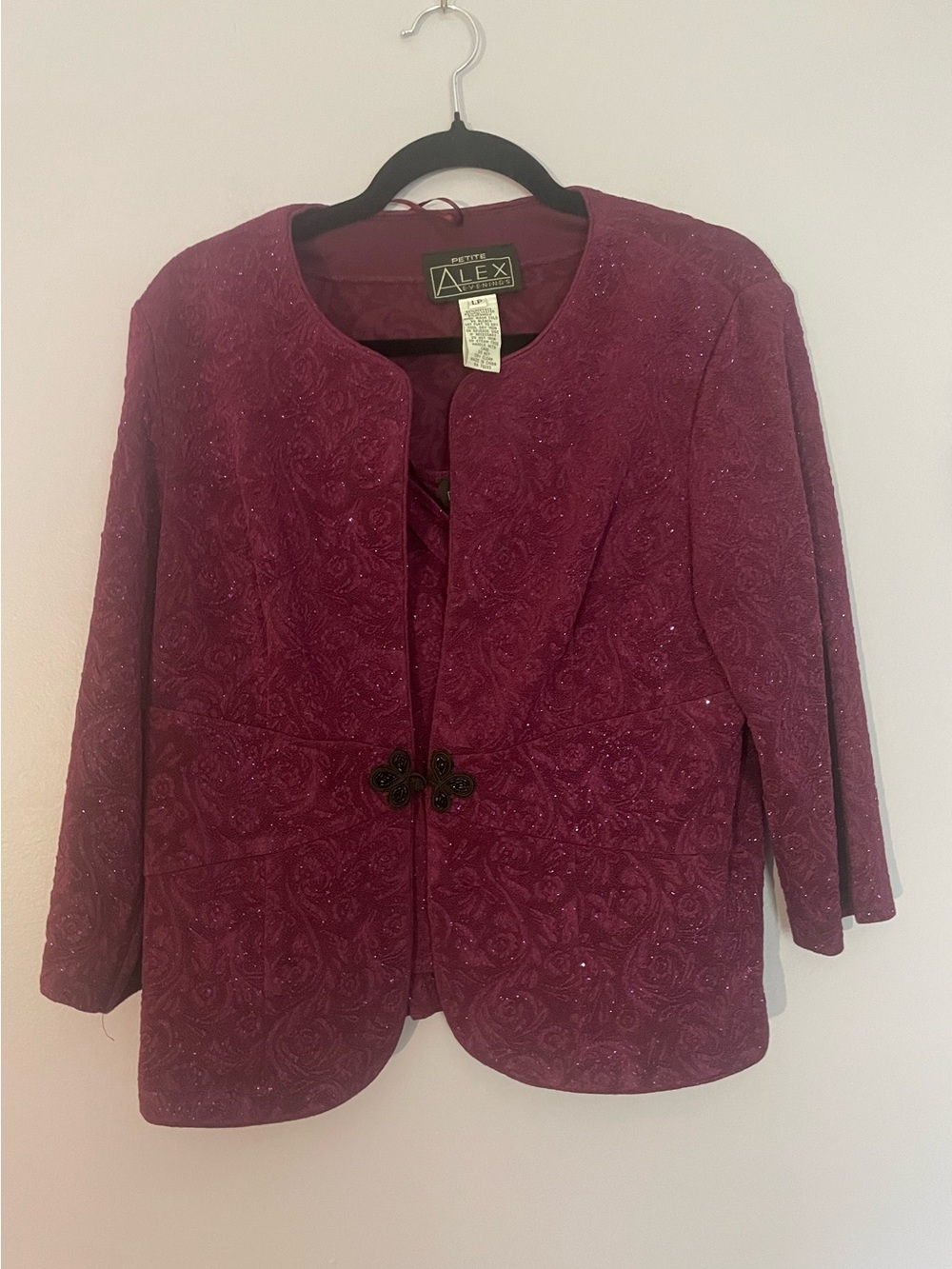 Alex Evenings Women's Fuschia Textured Evening Jacket + Top | 2 Piece Set LP